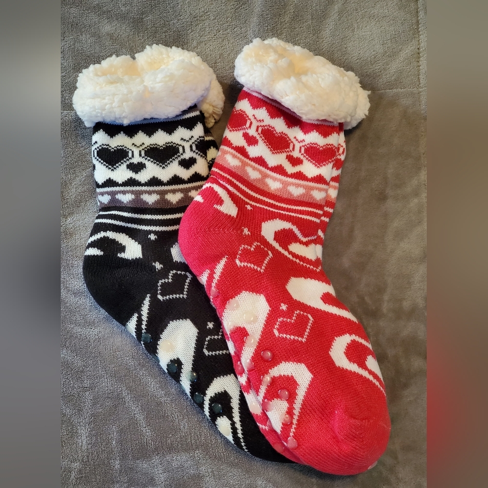 Warm Sherpa Slipper Socks - 2 Pairs!!